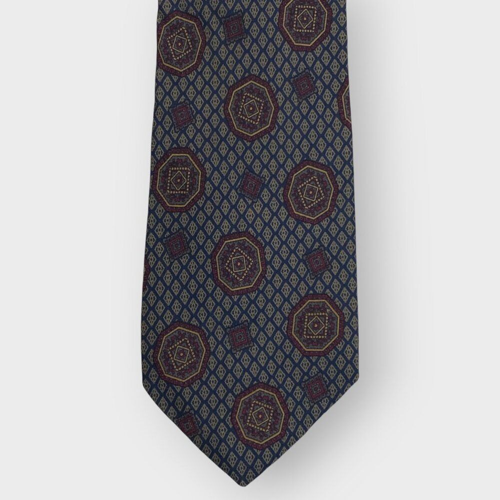 Lanvin Paris Mens Long Tie | Geometric | 100% Silk | Made in Italy